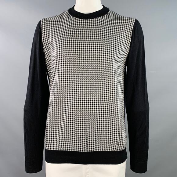 HUGO BOSS Size XL Black White Houndstooth Cotton Crew Neck Pullover - Picture 1 of 9